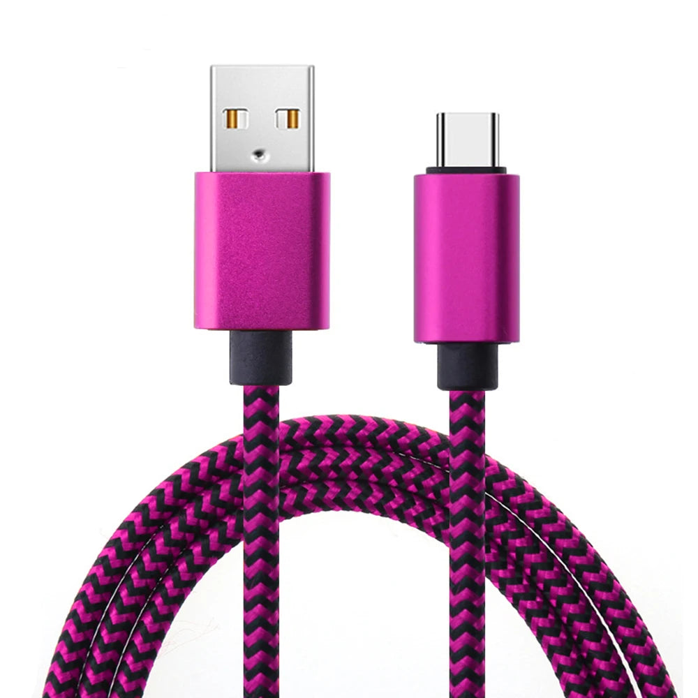 1M 2M 3M Nylon Braided USB Fast Charging Data Cable Type C Charger Cable Charger Data Wire Cord for Huawei Xiaomi Samsung Phone