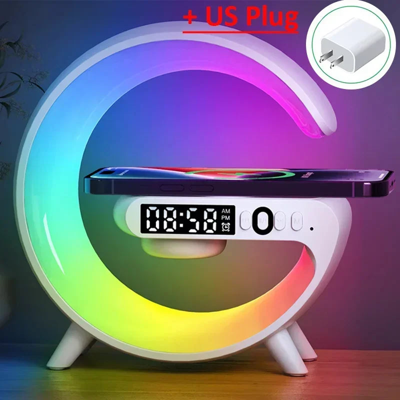 Bluetooth Speaker Multifunction Wireless Charger Pad Stand TF RGB Night Light Fast Chargingstation for Iphone Samsung Xiaomi