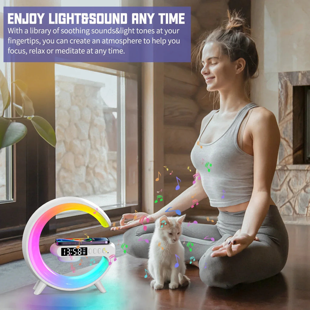 Bluetooth Speaker Multifunction Wireless Charger Pad Stand TF RGB Night Light Fast Chargingstation for Iphone Samsung Xiaomi