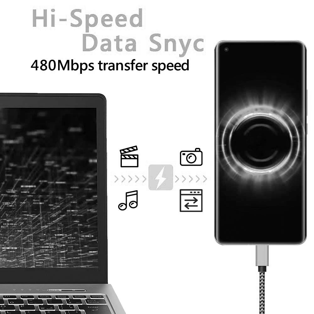 1M 2M 3M Nylon Braided USB Fast Charging Data Cable Type C Charger Cable Charger Data Wire Cord for Huawei Xiaomi Samsung Phone