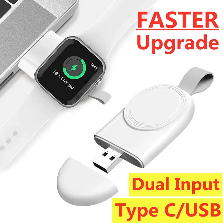 Mini Magnetic Wireless Charger Dock for Apple Watch Series 8 7 6/5/4/SE/3/2 Portable Wireless Charging Cable Charger for Iwatch
