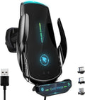 Wireless Car Charger, [Electromagnetic Sense] Qi 15W Fast in Car Wireless Charger Automatic Sensor Phone Holder Vent Mount Compatible with All Apple Iphone Android Smartphone (Black)
