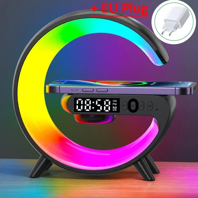 Bluetooth Speaker Multifunction Wireless Charger Pad Stand TF RGB Night Light Fast Chargingstation for Iphone Samsung Xiaomi