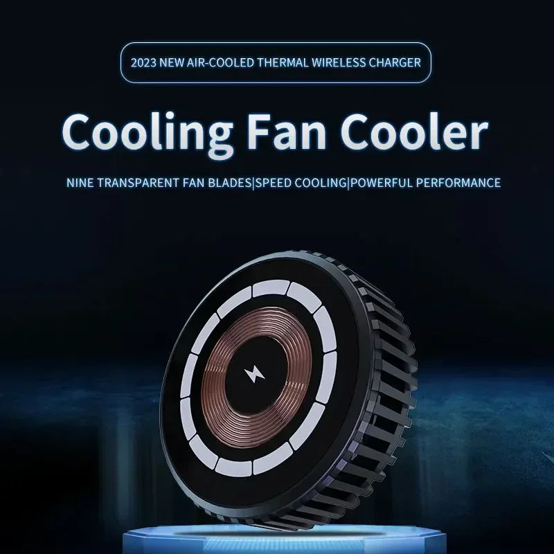 Portable Magnetic Phone Cooler with 15W Wireless Charging Function for Qi2 Iphone 16 15 14 13 Pro Max Fast Charging Cooling Fan