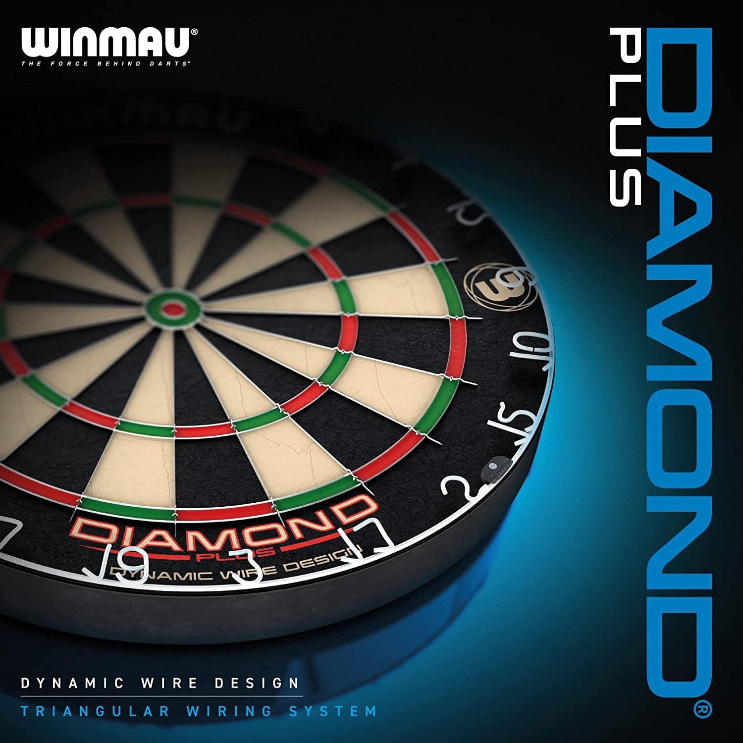 Diamond plus Dartboard- PDC Tournament Dart Board, Ultra-Thin Wire System, High-Density Sisal | Available as Board Only, Surround Set, or Cabinet Set with Steel Tip Darts