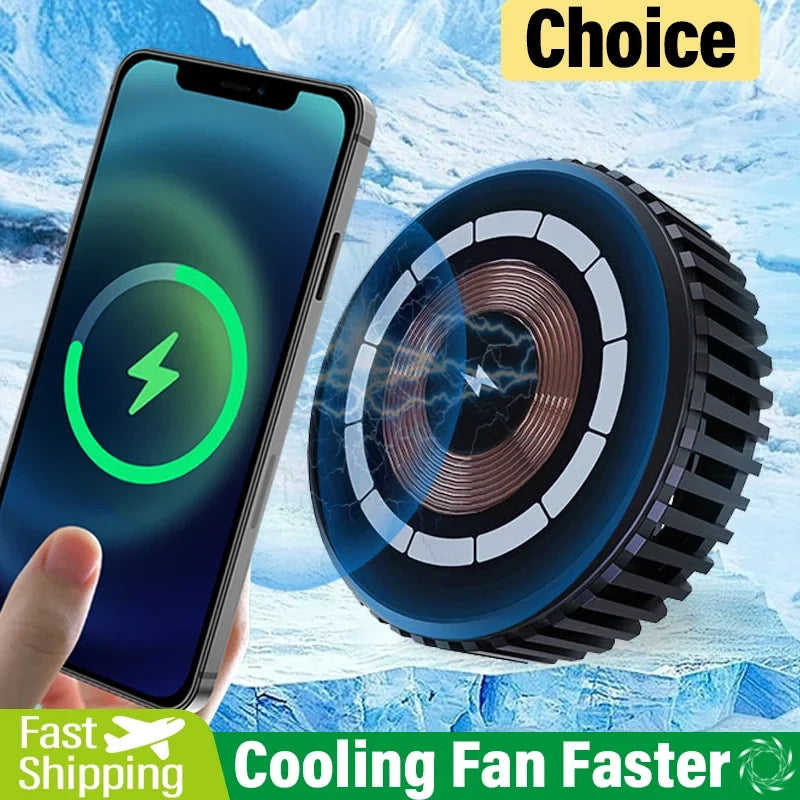 Portable Magnetic Phone Cooler with 15W Wireless Charging Function for Qi2 Iphone 16 15 14 13 Pro Max Fast Charging Cooling Fan