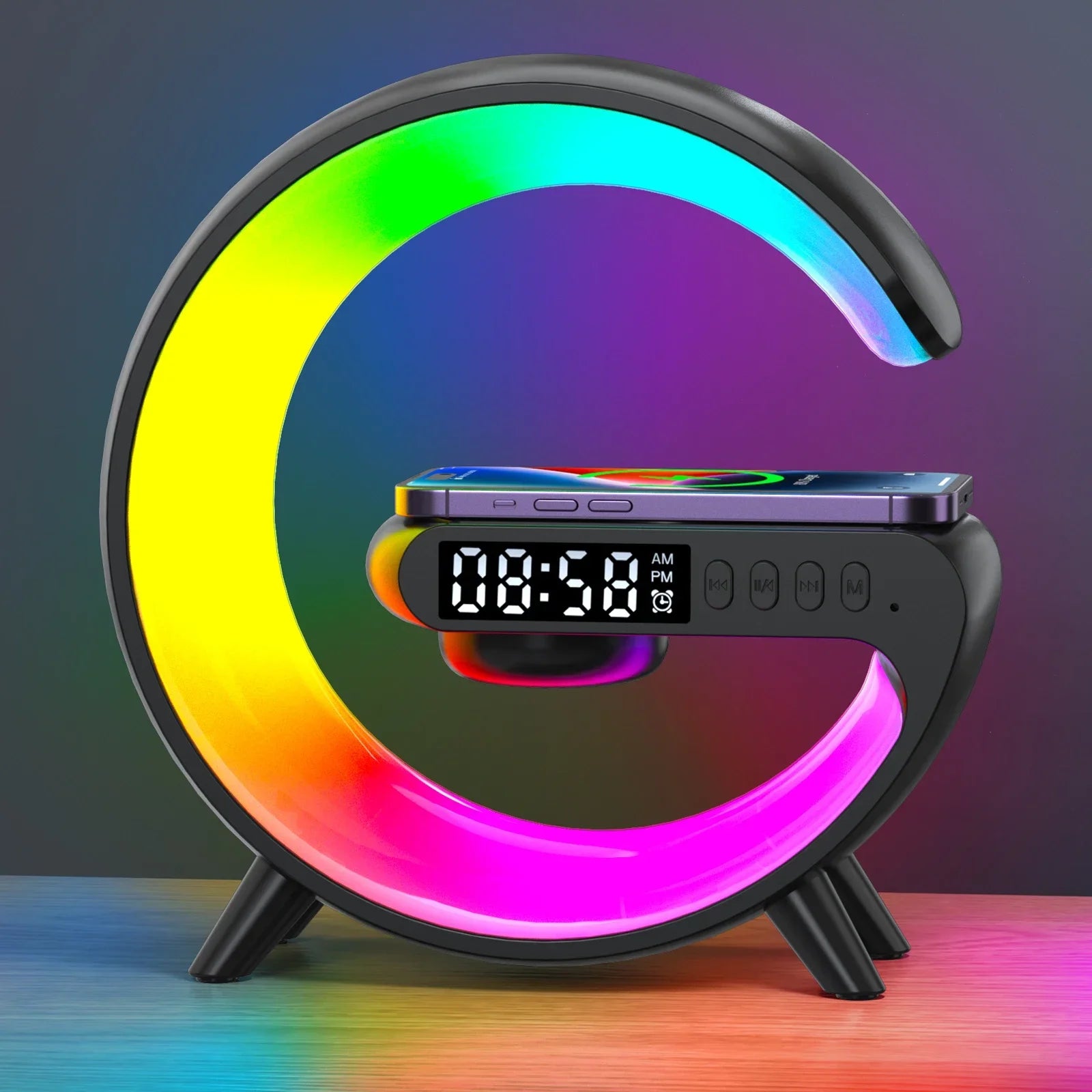 Bluetooth Speaker Multifunction Wireless Charger Pad Stand TF RGB Night Light Fast Chargingstation for Iphone Samsung Xiaomi