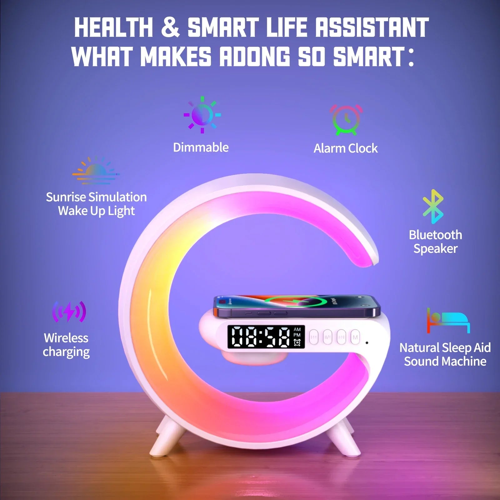 Bluetooth Speaker Multifunction Wireless Charger Pad Stand TF RGB Night Light Fast Chargingstation for Iphone Samsung Xiaomi