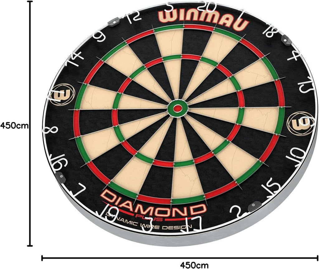 Diamond plus Dartboard- PDC Tournament Dart Board, Ultra-Thin Wire System, High-Density Sisal | Available as Board Only, Surround Set, or Cabinet Set with Steel Tip Darts