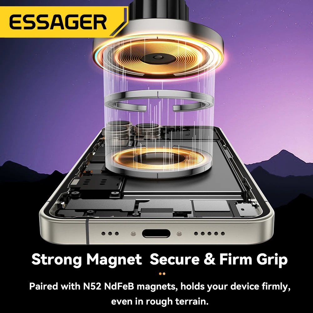 Essager 15W Car Charger Holder Adjustable 360 Degrees Fast Charging Magnetic Car Holder Wireless Charger for Iphone 16 15 14 Pro