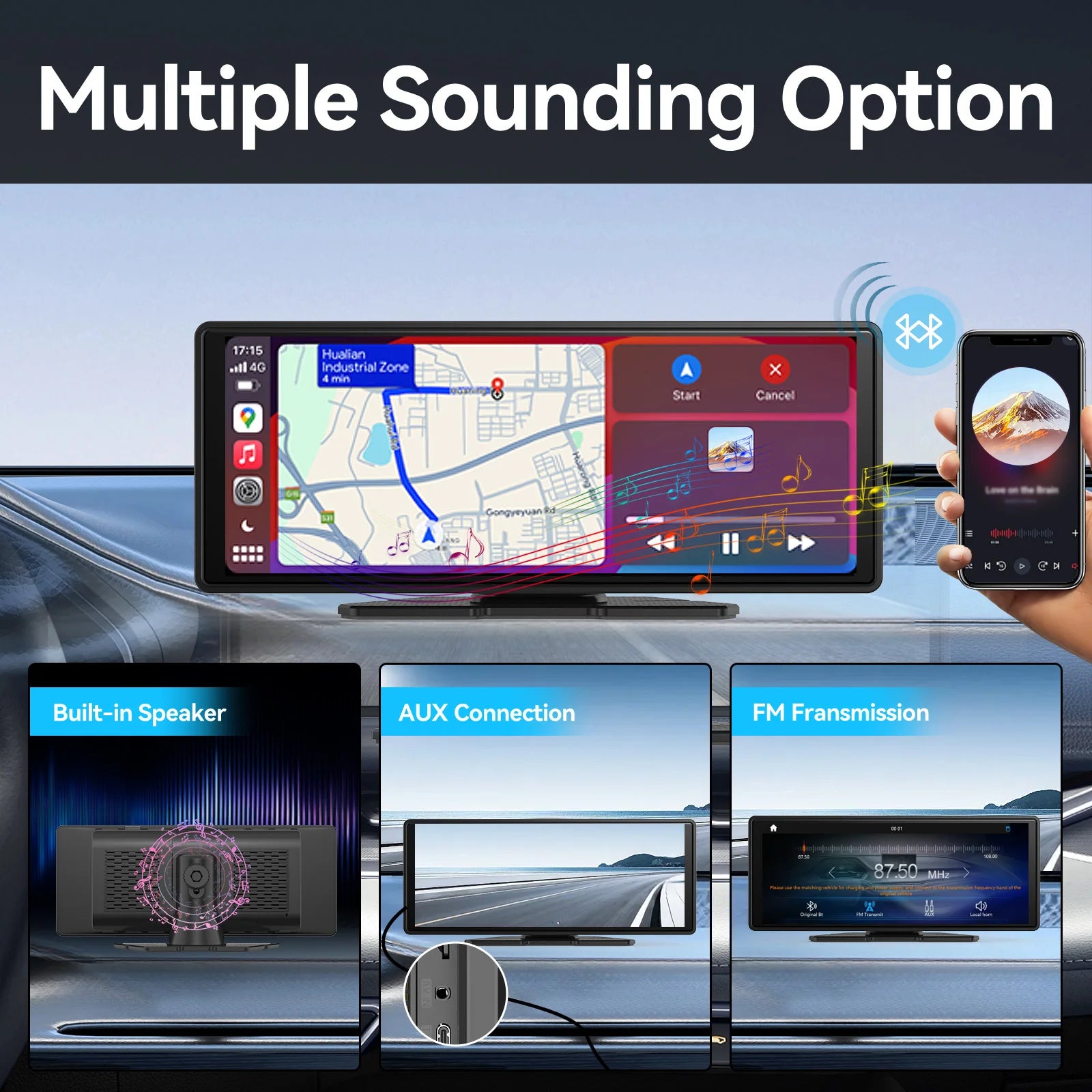 Universal Portable Carplay for Car Screen, Car Radio Multimedia WIFI Video Player Wireless Carplay Screen for Apple or Android