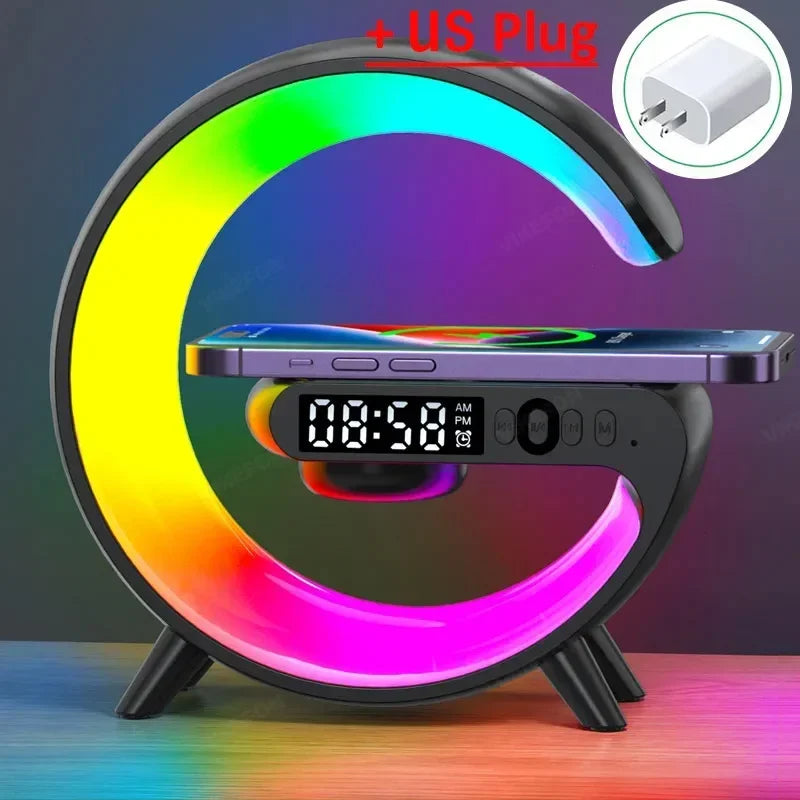 Bluetooth Speaker Multifunction Wireless Charger Pad Stand TF RGB Night Light Fast Chargingstation for Iphone Samsung Xiaomi