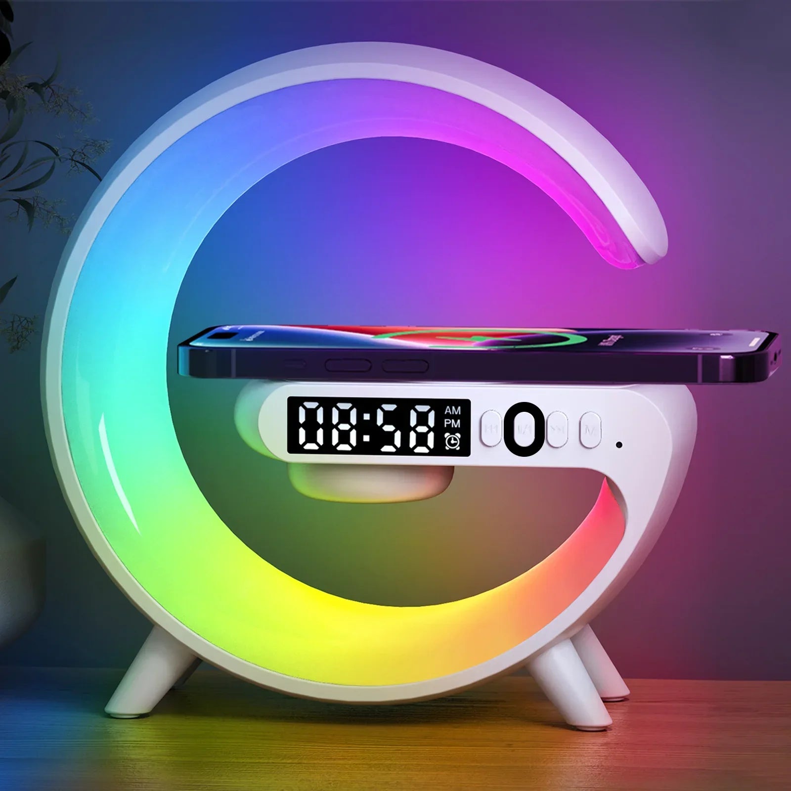 Bluetooth Speaker Multifunction Wireless Charger Pad Stand TF RGB Night Light Fast Chargingstation for Iphone Samsung Xiaomi