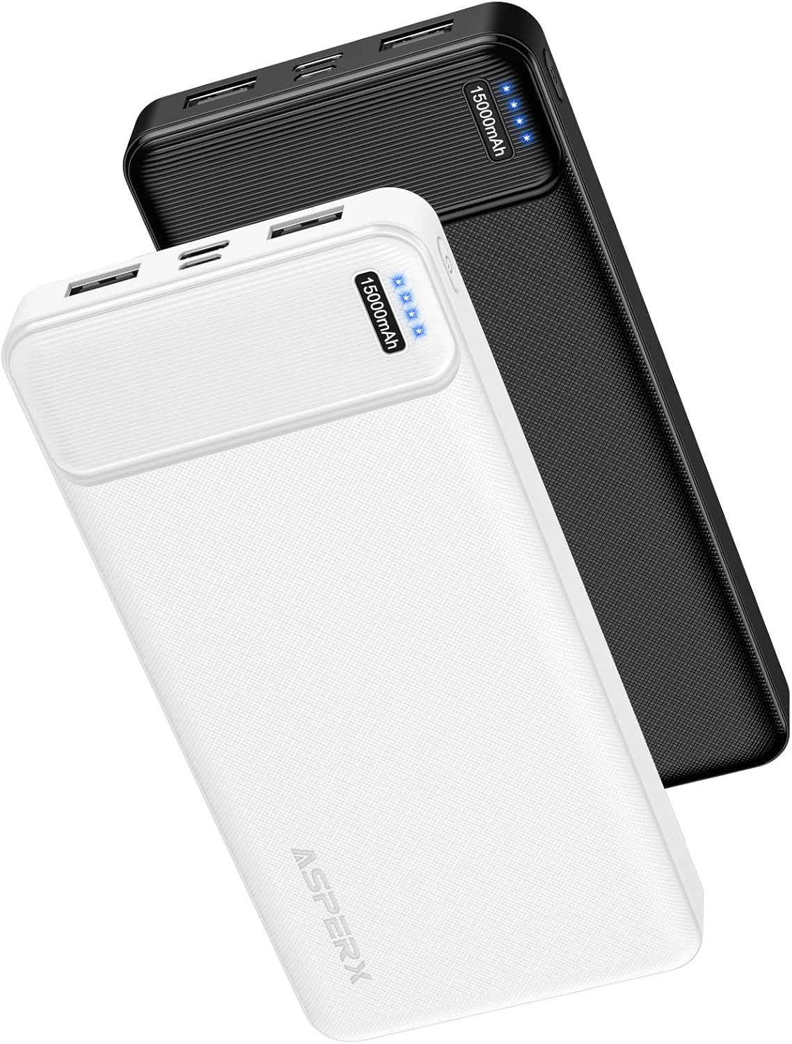 Power Bank [2 Pack] 15000Mah Charging Banks USB-C Input and Output Powerbanks, 5V/3A Fast Charging Phone Battery Pack Portable Charger for Iphone 16 15 Samsung S22 Xiaomi Huawei Ipad